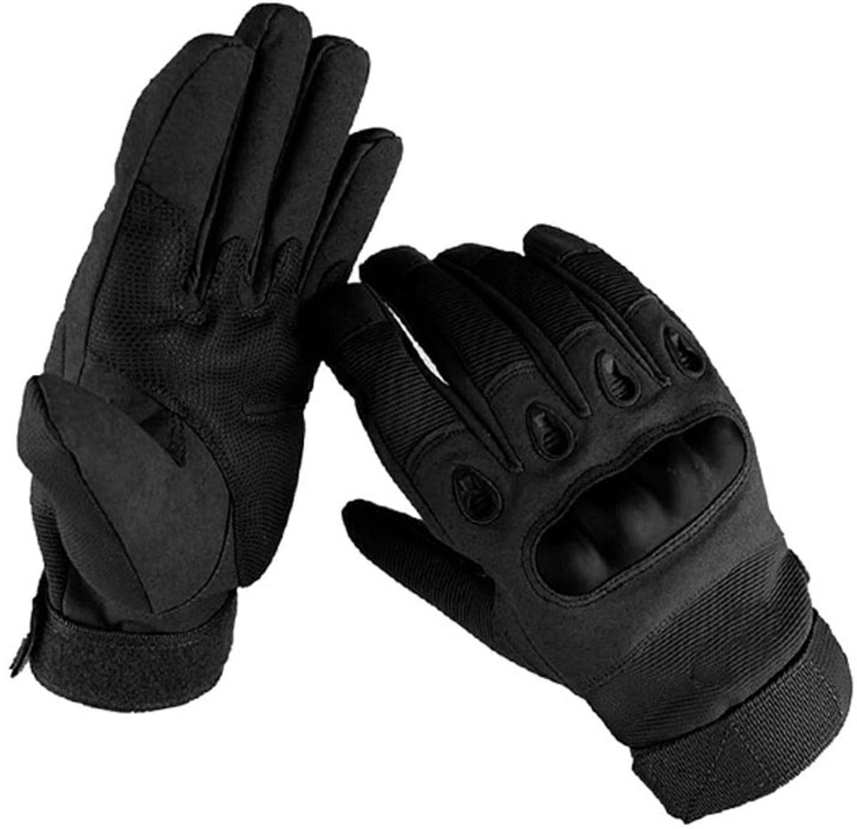 Black Men's Motorcycle Tactical Gloves with Knuckle Protection, Breathable Mesh Vents, Non-Slip Silicone Palm, Touchscreen Fingertips for Riding and Training - Image 1