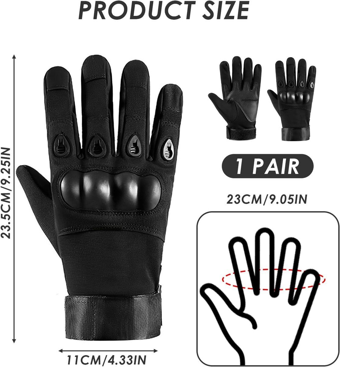 Black Men's Motorcycle Tactical Gloves with Knuckle Protection, Breathable Mesh Vents, Non-Slip Silicone Palm, Touchscreen Fingertips for Riding and Training - Image 7