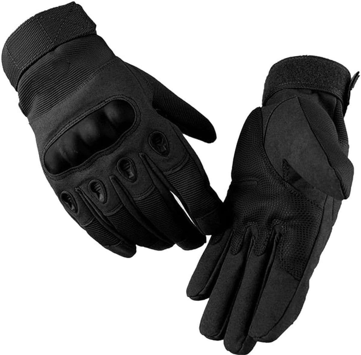 Black Men's Motorcycle Tactical Gloves with Knuckle Protection, Breathable Mesh Vents, Non-Slip Silicone Palm, Touchscreen Fingertips for Riding and Training - Image 8