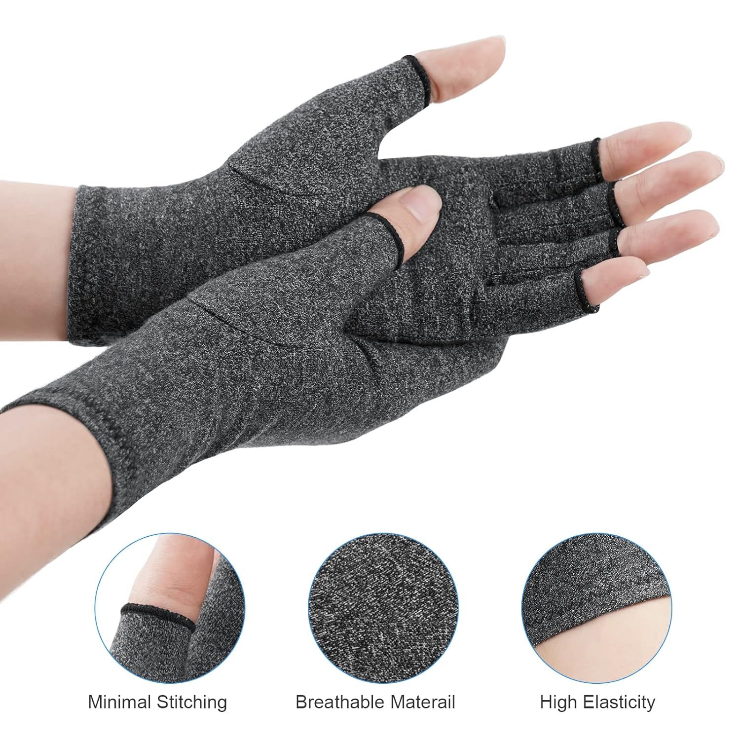 Fingerless Arthritis Compression Gloves for Pain Relief and Warmth, Breathable Cotton Spandex Blend for Typing Gaming and Daily Activities Size M - Image 2
