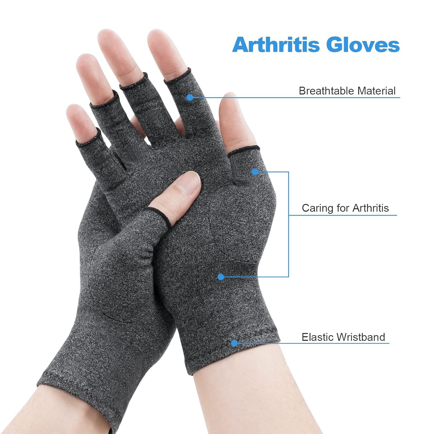 Fingerless Arthritis Compression Gloves for Pain Relief and Warmth, Breathable Cotton Spandex Blend for Typing Gaming and Daily Activities Size M - Image 3