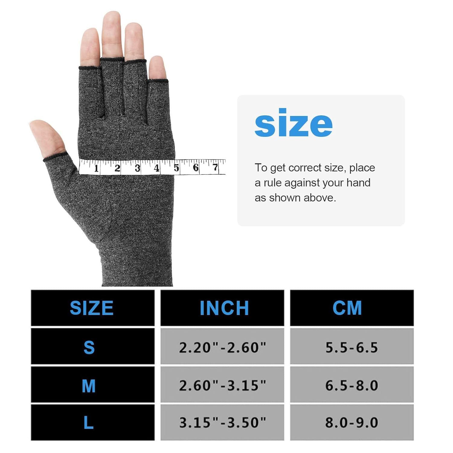Fingerless Arthritis Compression Gloves for Pain Relief and Warmth, Breathable Cotton Spandex Blend for Typing Gaming and Daily Activities Size M - Image 5