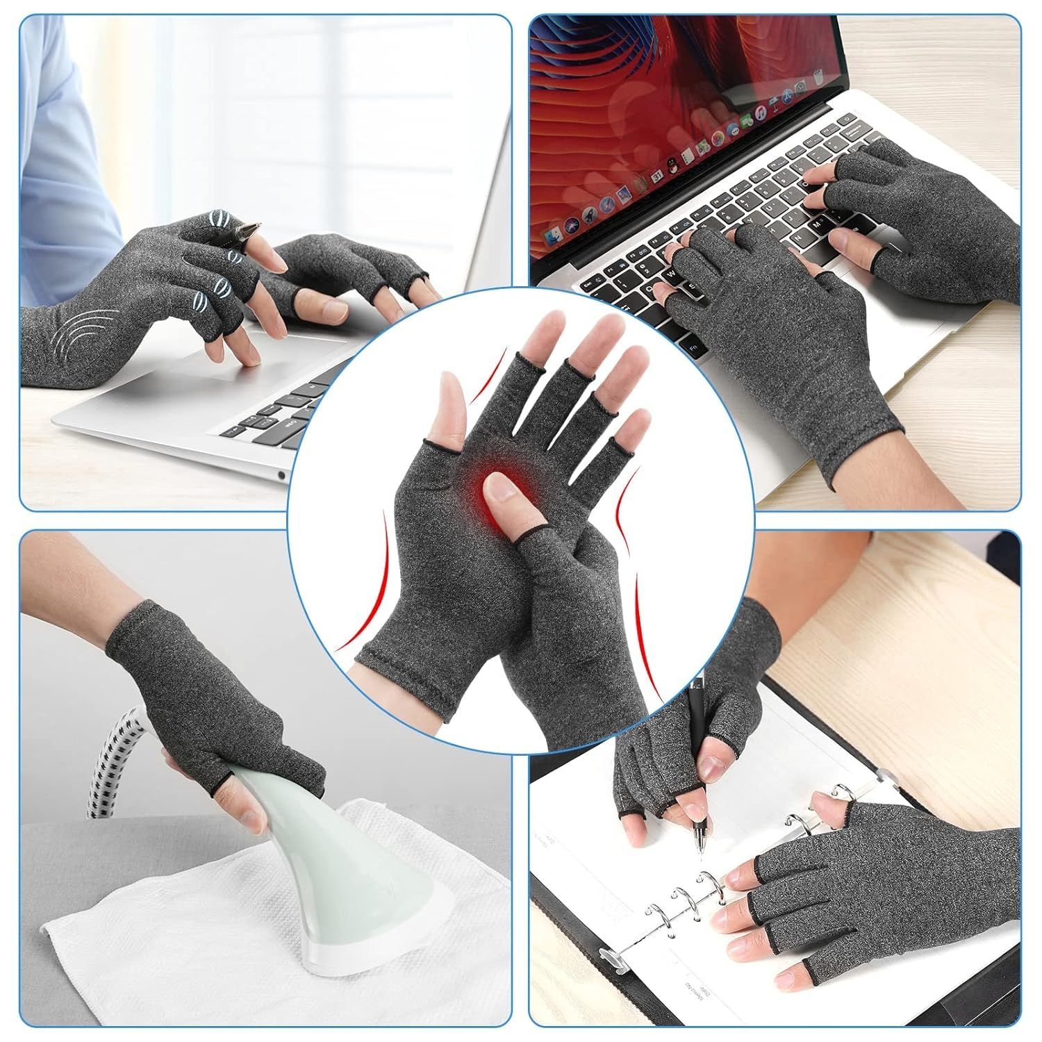 Fingerless Arthritis Compression Gloves for Pain Relief and Warmth, Breathable Cotton Spandex Blend for Typing Gaming and Daily Activities Size M - Image 6