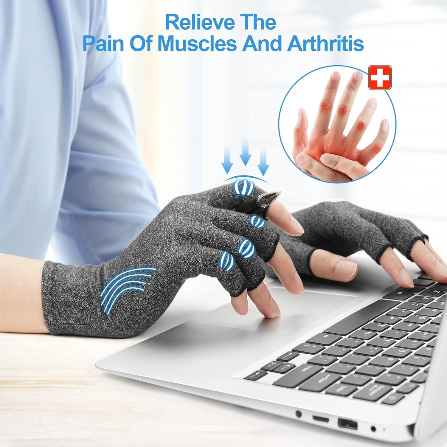 Fingerless Arthritis Compression Gloves for Pain Relief and Warmth, Breathable Cotton Spandex Blend for Typing Gaming and Daily Activities Size M - Image 7
