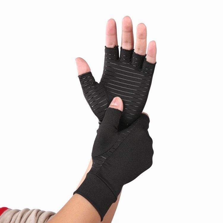 Black Small Arthritis Compression Gloves for Hand Pain and Swelling Relief, Mild Support for Osteoarthritis Stiffness and Mobility with Non-Slip Grip - Image 2