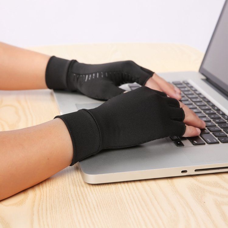 Black Small Arthritis Compression Gloves for Hand Pain and Swelling Relief, Mild Support for Osteoarthritis Stiffness and Mobility with Non-Slip Grip - Image 3
