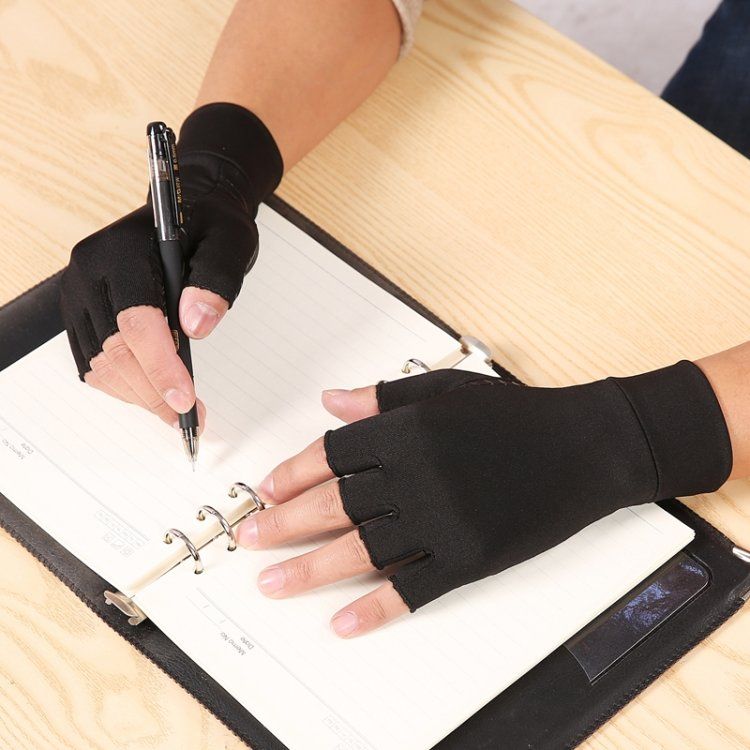 Black Small Arthritis Compression Gloves for Hand Pain and Swelling Relief, Mild Support for Osteoarthritis Stiffness and Mobility with Non-Slip Grip - Image 4