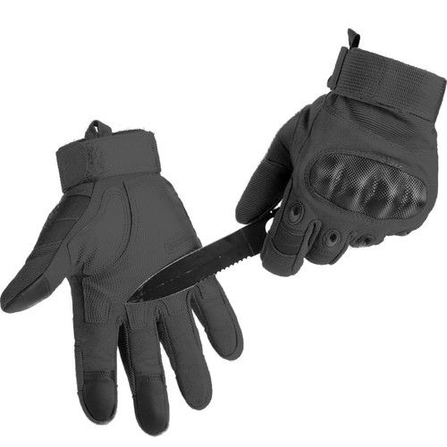 Black Tactical Military Gloves with Touchscreen Compatibility, Reinforced Nylon Construction with Non-Slip Panels and Adjustable Velcro Cuffs Size L - Image 3