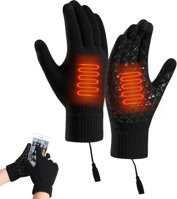 USB Heated Gloves with Touchscreen and Removable Heating Core, Fast Heating Anti-Slip Acrylic Knit for Winter Sports and Outdoor Activities, Requires 5V2A Power - Image 1