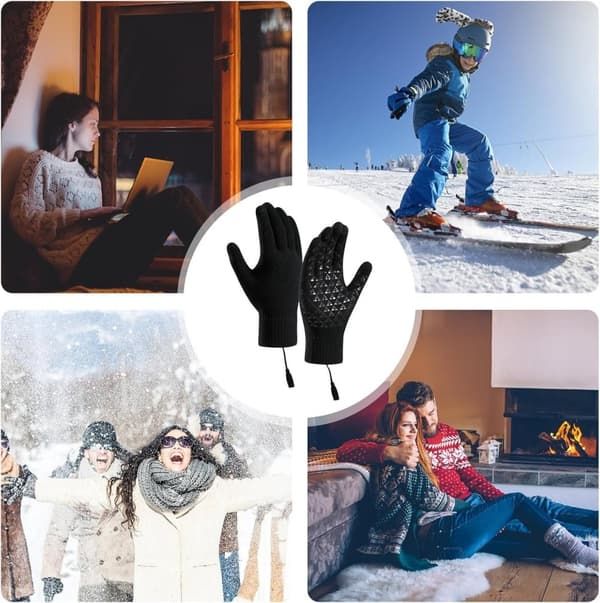 USB Heated Gloves with Touchscreen and Removable Heating Core, Fast Heating Anti-Slip Acrylic Knit for Winter Sports and Outdoor Activities, Requires 5V2A Power - Image 3