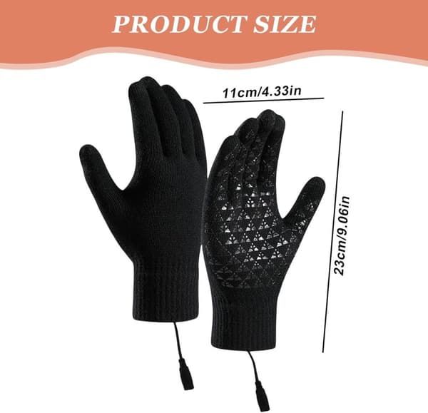 USB Heated Gloves with Touchscreen and Removable Heating Core, Fast Heating Anti-Slip Acrylic Knit for Winter Sports and Outdoor Activities, Requires 5V2A Power - Image 5