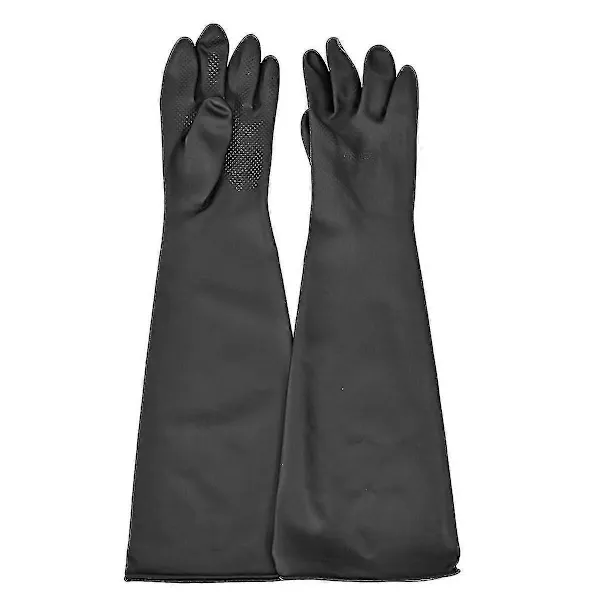Rubber Sandblasting Gloves 60 cm Length for Sandblasting Cabinets, Cotton Lined Abrasion Resistant Sleeves with Rough Surface for Secure Grip in Heavy-Duty Work - Image 1