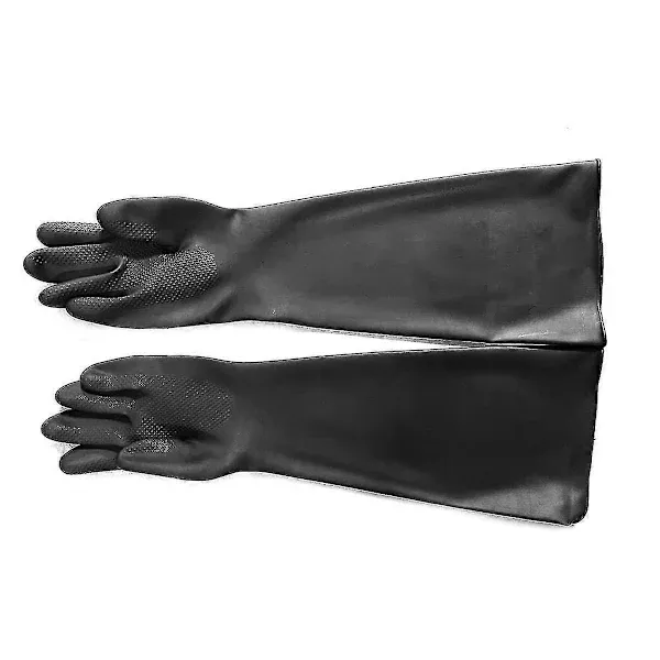 Rubber Sandblasting Gloves 60 cm Length for Sandblasting Cabinets, Cotton Lined Abrasion Resistant Sleeves with Rough Surface for Secure Grip in Heavy-Duty Work - Image 3