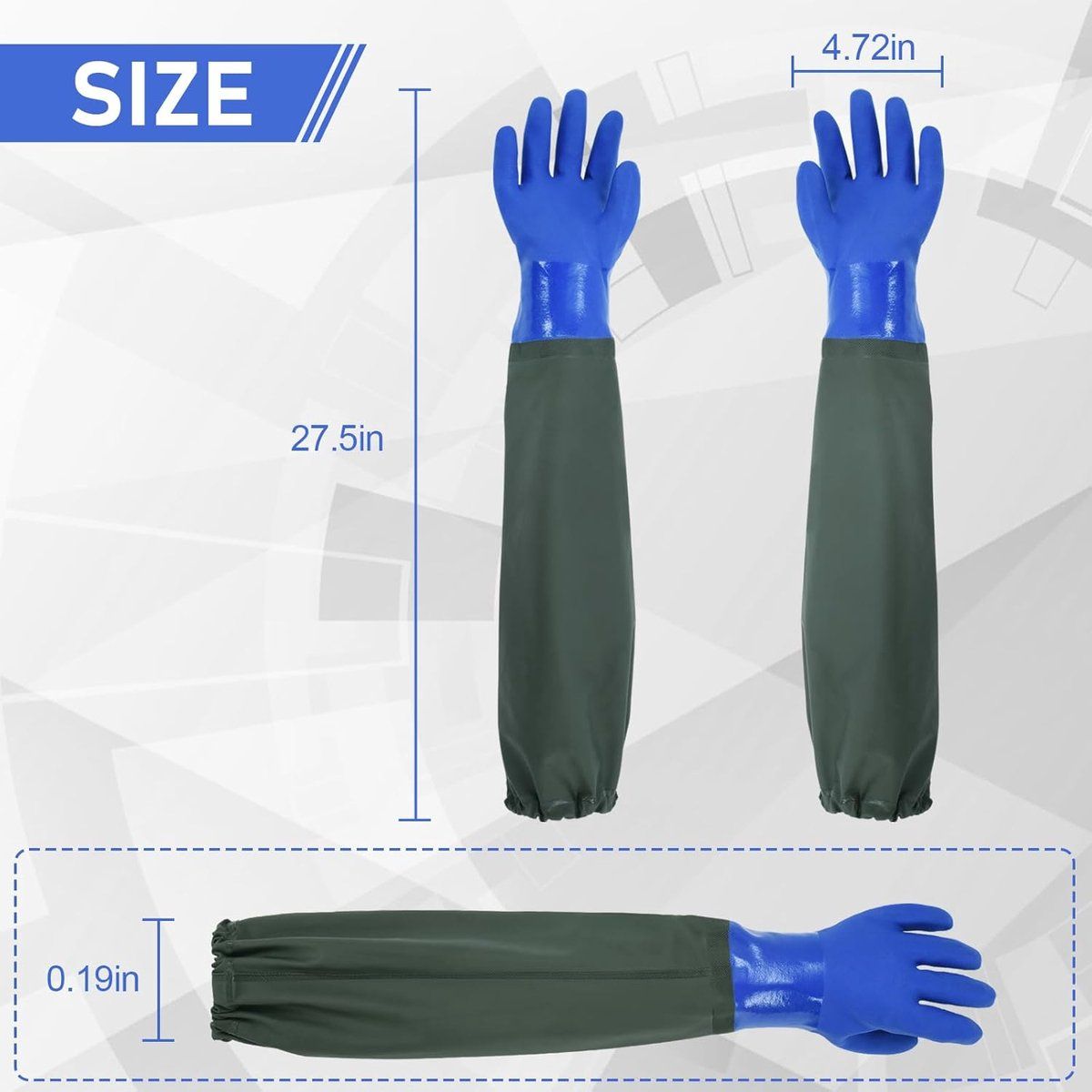 Waterproof Long Rubber Pond Gloves with 28 Inch Sleeves, Thick PVC Wear Resistant for Car Wash Fishing Digging and Chemical Handling with Seamless Cotton Liner - Image 6