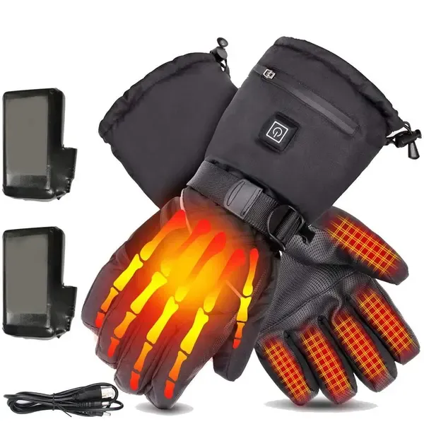 Rechargeable Heated Mittens Gloves with 4000mAh Lithium Battery, 3 Temperature Settings 30-45°C, Water-Repellent Touchscreen Compatible Size L - Image 1