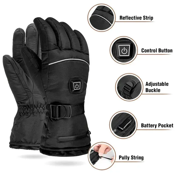 Rechargeable Heated Mittens Gloves with 4000mAh Lithium Battery, 3 Temperature Settings 30-45°C, Water-Repellent Touchscreen Compatible Size L - Image 6