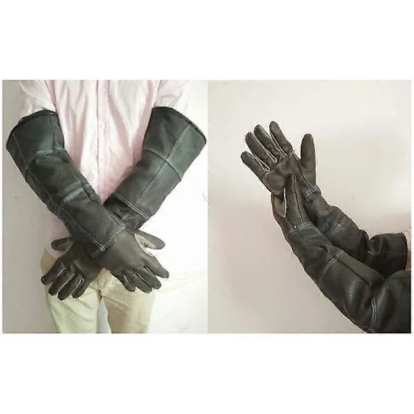 Thick Cowhide Animal Handling Gloves for Dog Cat Bird Snake Parrot Lizard, Anti-Bite and Scratch Protection with Cotton Lining for Gardening and Wild Animal Care - Image 2