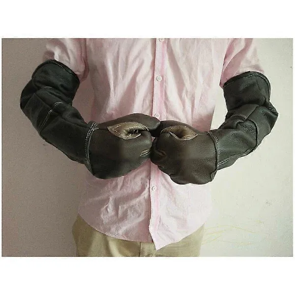 Thick Cowhide Animal Handling Gloves for Dog Cat Bird Snake Parrot Lizard, Anti-Bite and Scratch Protection with Cotton Lining for Gardening and Wild Animal Care - Image 4