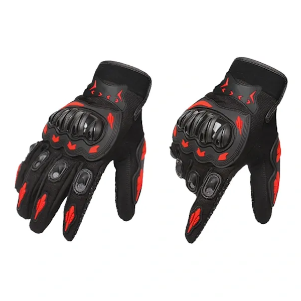 Red Full Finger Outdoor Cycling Motorcycle Sports Gloves, Nylon Material with Comfortable Sweat Holes and Joint Protection, Anti-Slip Anti-Impact Size XL - Image 1