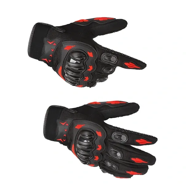 Red Full Finger Outdoor Cycling Motorcycle Sports Gloves, Nylon Material with Comfortable Sweat Holes and Joint Protection, Anti-Slip Anti-Impact Size XL - Image 2