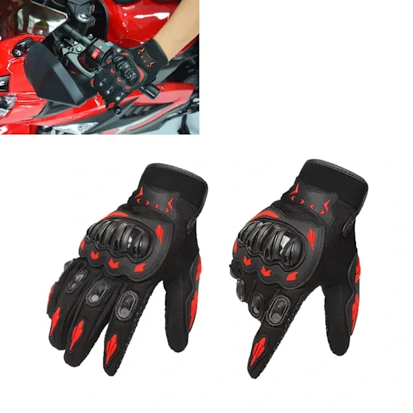 Red Full Finger Outdoor Cycling Motorcycle Sports Gloves, Nylon Material with Comfortable Sweat Holes and Joint Protection, Anti-Slip Anti-Impact Size XL - Image 5