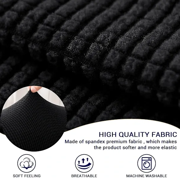 Black Stretch Spandex Armrest Covers Set of 2 for Sofa Armchair Recliner, Soft Flexible Furniture Protectors Against Stains and Scratches with Machine Washable Care - Image 2
