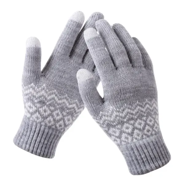 CDQ Thickened Winter Jacquard Gloves for Women, Touchscreen Compatible Double Woven Warm Knit with Elastic Cuffs, Machine Washable for Cold Weather - Image 1