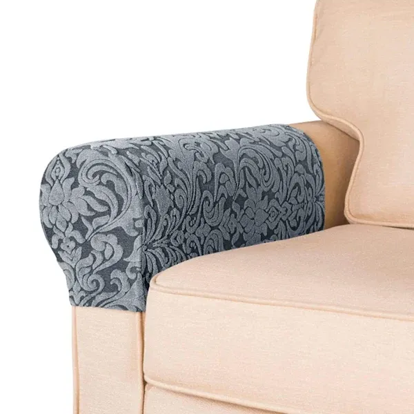 Stretchy Armrest Covers Set of 2 for Sofa and Armchair, Soft Spandex Polyester Jacquard Fabric with Non-Slip Design, Furniture Protectors Machine Washable Easy Care - Image 1