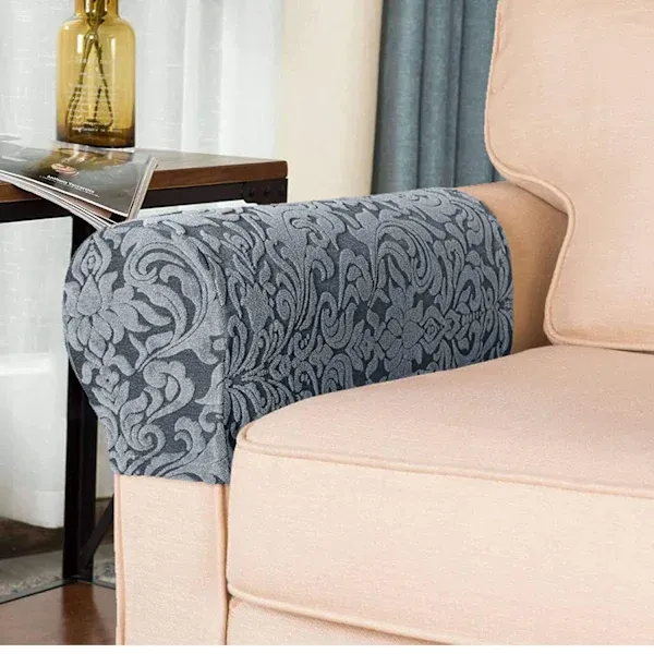 Stretchy Armrest Covers Set of 2 for Sofa and Armchair, Soft Spandex Polyester Jacquard Fabric with Non-Slip Design, Furniture Protectors Machine Washable Easy Care - Image 3