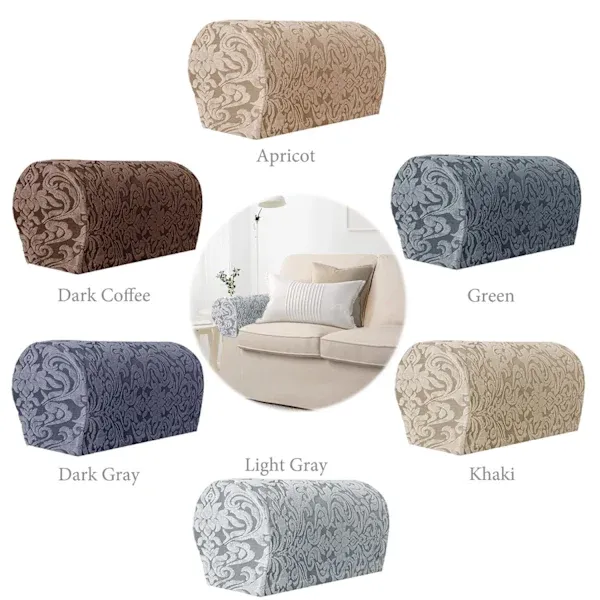 Stretchy Armrest Covers Set of 2 for Sofa and Armchair, Soft Spandex Polyester Jacquard Fabric with Non-Slip Design, Furniture Protectors Machine Washable Easy Care - Image 5