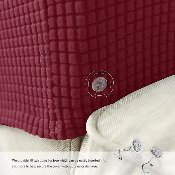 Burgundy Stretch Armchair Armrest Cover for Sofa, Waterproof Polyester Fabric with Non-Slip Machine Washable Design, 2 Pack Furniture Protector for Pets and Kids - Image 5