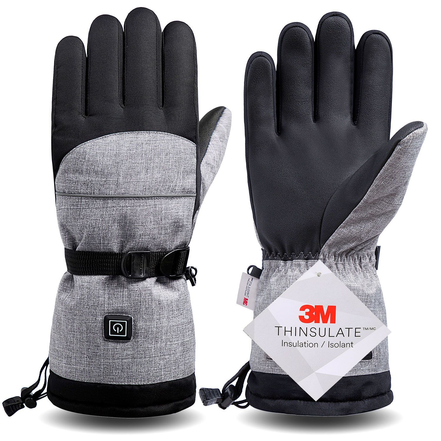 Electric Heated Gloves for Men and Women with 3 Heat Levels, Carbon Fiber Heating Panels and 3M Thinsulate Cotton, Waterproof PU Palm for Winter Sports - Image 3