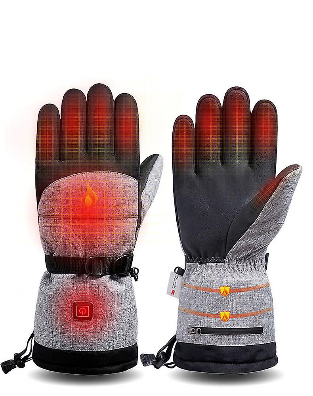Electric Heated Gloves for Men and Women with 3 Heat Levels, Carbon Fiber Heating Panels and 3M Thinsulate Cotton, Waterproof PU Palm for Winter Sports - Image 4