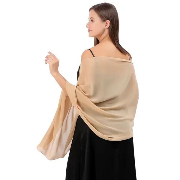 Champagne Evening Dress Lady Cape Shawl Wrap 200x70 cm, Elegant Lightweight Polyester Design for Weddings Parties and Formal Events All Seasons - Image 1