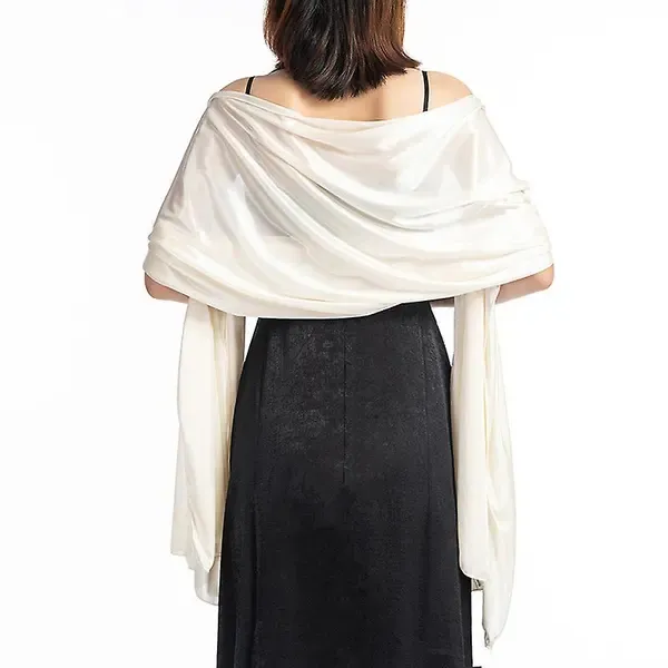 Satin Solid Evening Wrap Wedding Shawl Shrug Bolero for Women, 200x70 cm Plain Weave Polyester, Elegant Medium Length Design for Formal Events - Image 1