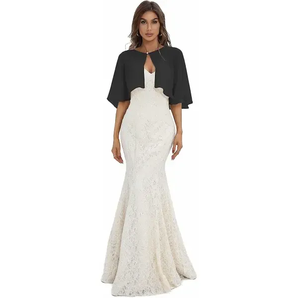 Chiffon Capelet Shawl Wrap for Women Evening Dress Wedding, Button Front Lightweight Flowing Design with Two Wearing Styles, Hand Wash Cold for Easy Care - Image 3