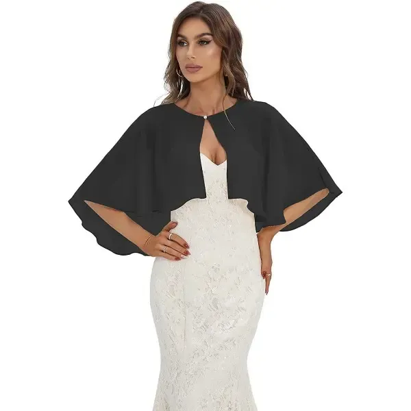 Chiffon Capelet Shawl Wrap for Women Evening Dress Wedding, Button Front Lightweight Flowing Design with Two Wearing Styles, Hand Wash Cold for Easy Care - Image 4