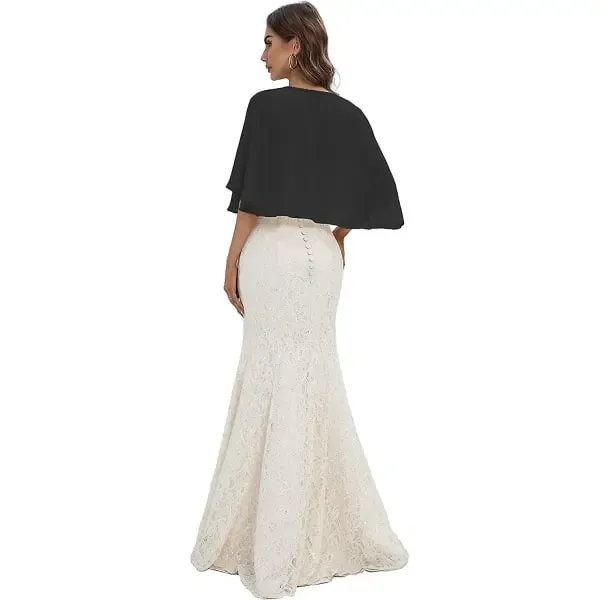 Chiffon Capelet Shawl Wrap for Women Evening Dress Wedding, Button Front Lightweight Flowing Design with Two Wearing Styles, Hand Wash Cold for Easy Care - Image 5