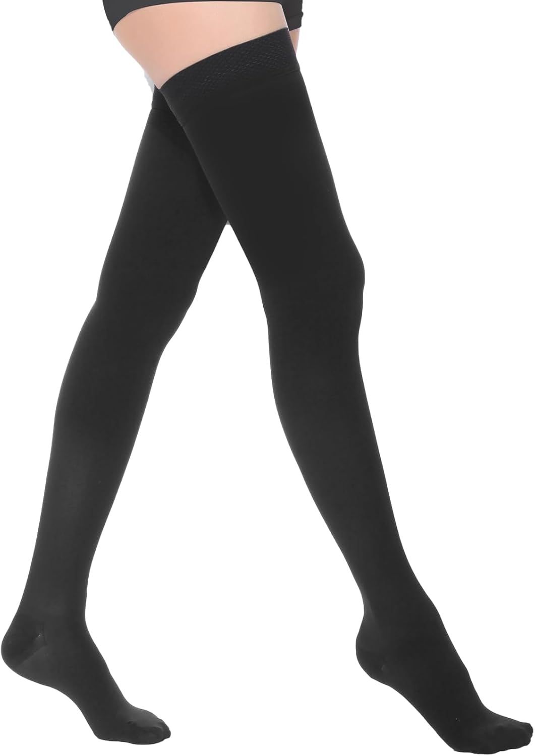 Thigh High Compression Stockings for Women Men 23-32 mmHg Closed Toe, Level 2 Support for Varicose Veins Edema, Breathable Cotton Spandex with Silicone Dotted Bands - Image 1
