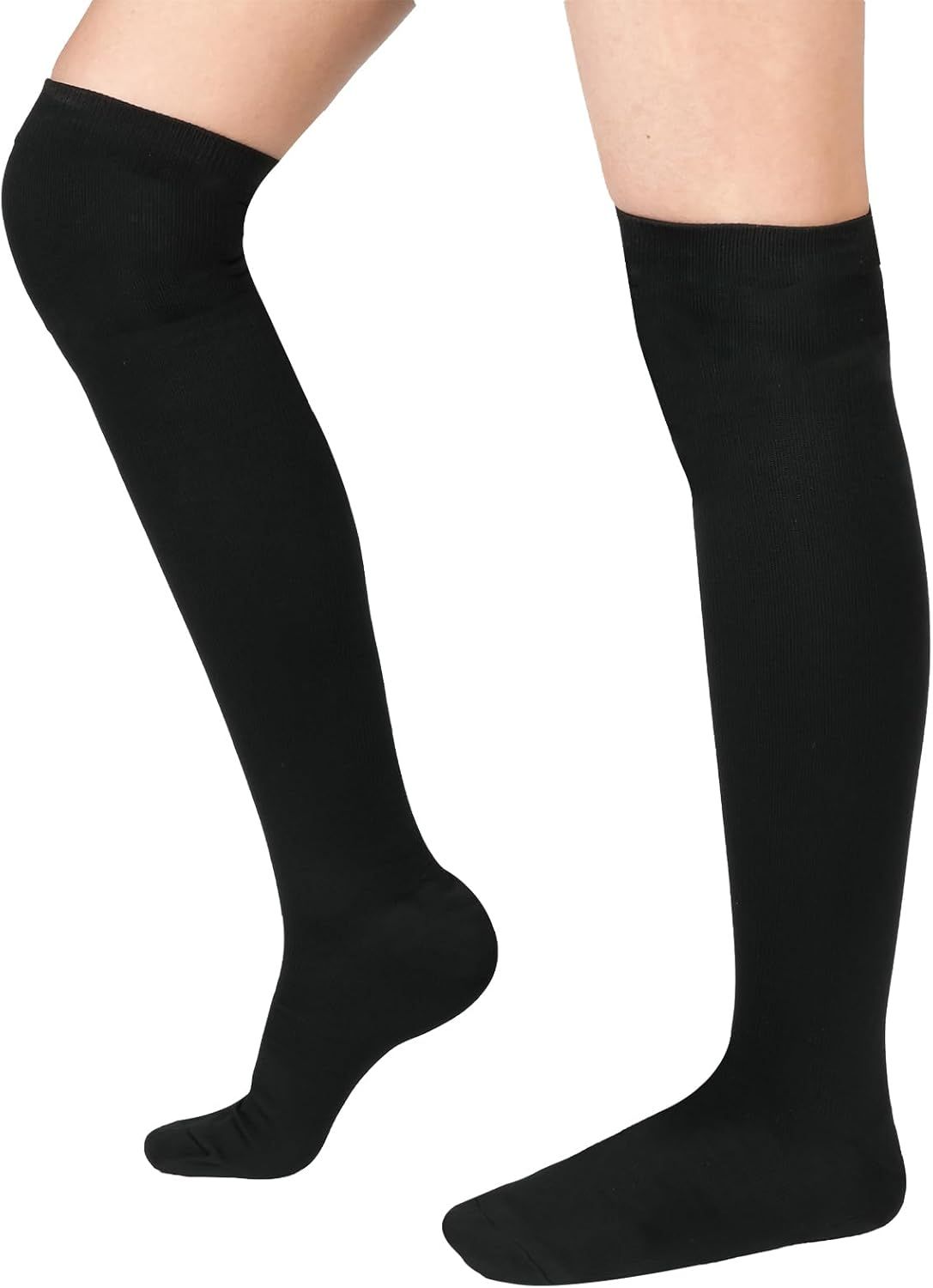 Thigh High Compression Socks for Women Men 15-21 mmHg Closed Toe, Level 1 Support for Edema Pregnancy, Breathable Polyester with Non-Slip Cuffs for All-Day Wear - Image 1