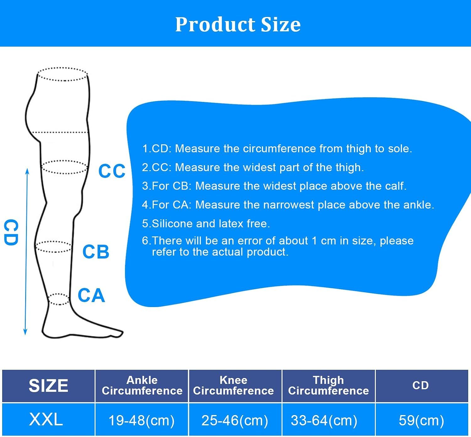 Thigh High Compression Socks for Women Men 15-21 mmHg Closed Toe, Level 1 Support for Edema Pregnancy, Breathable Polyester with Non-Slip Cuffs for All-Day Wear - Image 2