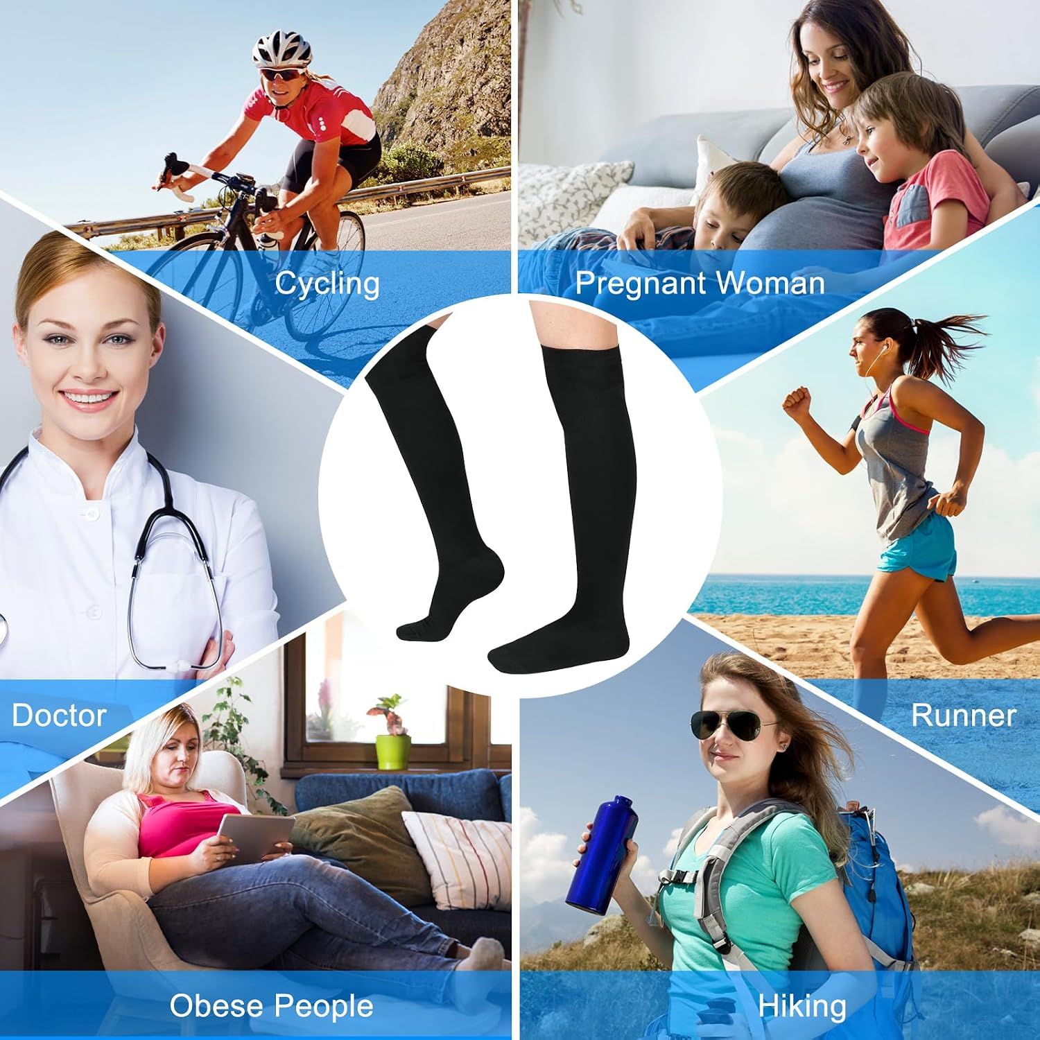 Thigh High Compression Socks for Women Men 15-21 mmHg Closed Toe, Level 1 Support for Edema Pregnancy, Breathable Polyester with Non-Slip Cuffs for All-Day Wear - Image 6