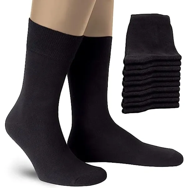 Black Premium Cotton Socks for Men and Women Pack of 10, Breathable 85% Cotton with Spandex for All-Day Comfort, Sweat-Wicking Durable Everyday Wear - Image 1