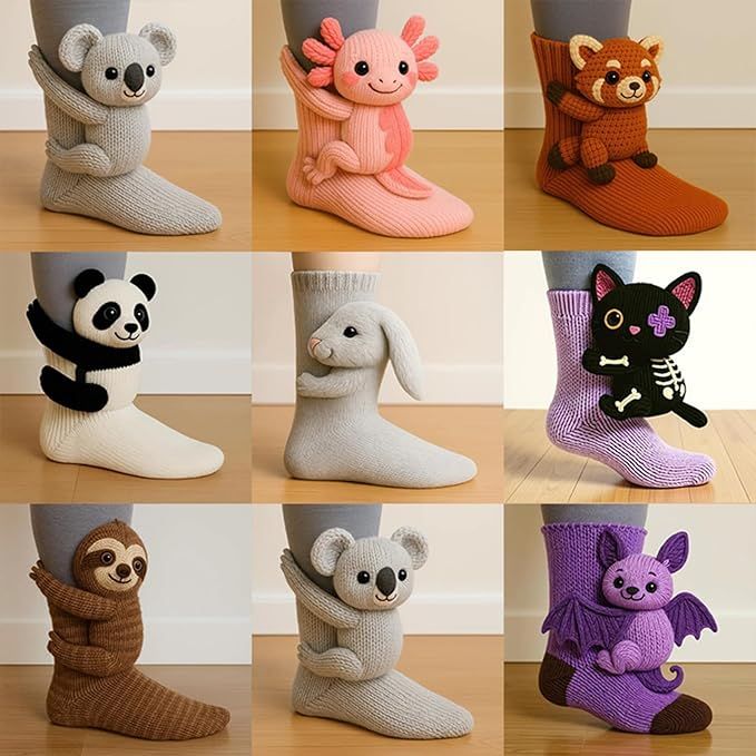 Funny Cute 3D Printed Animal Socks for Women, Sloth Rabbit Koala Designs, Warm Breathable Cotton Novelty Socks for Gifts and Daily Wear - Image 3