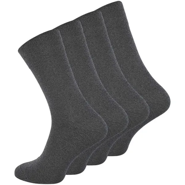Dark Grey Loose Elastic Socks 8-Pack for Sensitive Legs, Piqué Woven Comfort Band for Even Pressure, Size 39-42 for Men and Women - Image 1