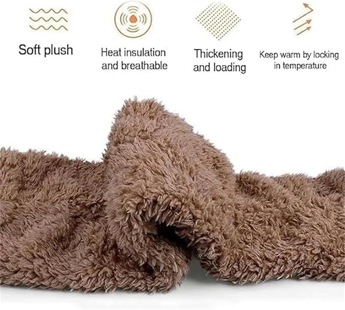 Brown Over Knee High Fuzzy Plush Teddy Slipper Socks for Women, Open Toe Non-Slip Design, Extra Long 55 cm for Warmth Indoors and Outdoors - Image 4