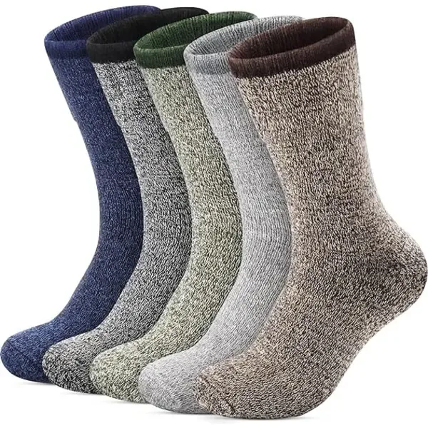 Men's Warm Wool Thermal Socks Pack, Thick Hiking Crew Boot Socks with Soft Breathable Fabric, Size UK 6-11 for Winter Outdoor Casual Wear - Image 1