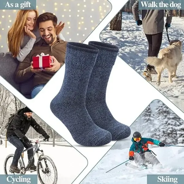 Men's Warm Wool Thermal Socks Pack, Thick Hiking Crew Boot Socks with Soft Breathable Fabric, Size UK 6-11 for Winter Outdoor Casual Wear - Image 5