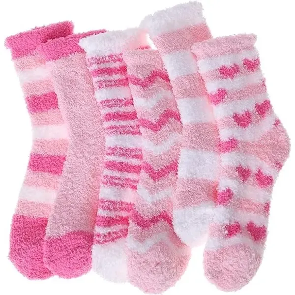 Pink Thick Plush Cozy Winter Socks for Women, Pack of Pairs with Fuzzy Warm Lining, Soft Breathable Fabric for US 5-10, Perfect for Slipper and Outdoor Wear - Image 1