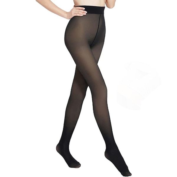 Black Thermal Lined Pantyhose Tights for Women Winter, High Elastic Stretchy Fit for 155-175 cm Height and 40-75 kg Weight, Elegant Semi-Transparent Warm Legwear - Image 2